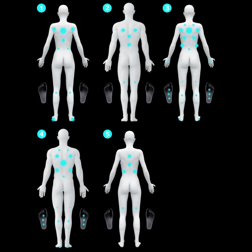 Schéma des zones de massage du spa Toronto