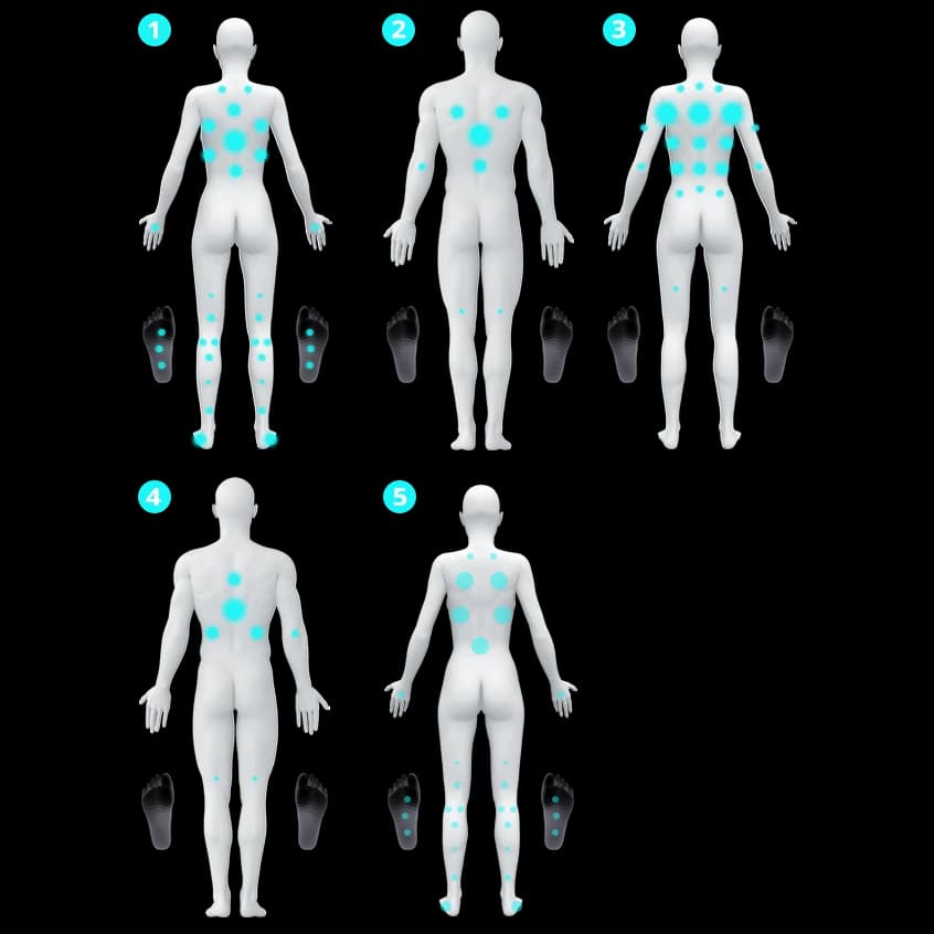 Schéma des zones de massage du spa Vancouver