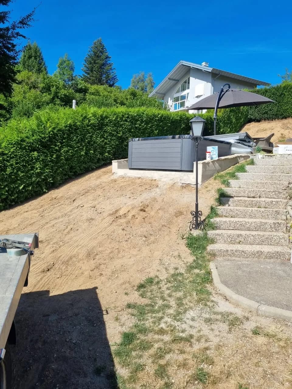 Installation d'un spa Poséidon à Geishouse, autre vue du chantier