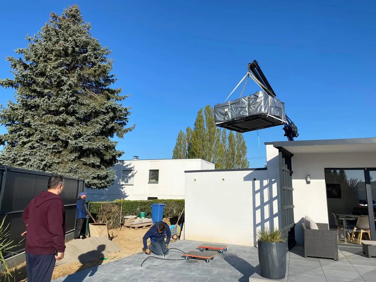 Installation d'un spa Søvik à Kingersheim, autre vue du chantier