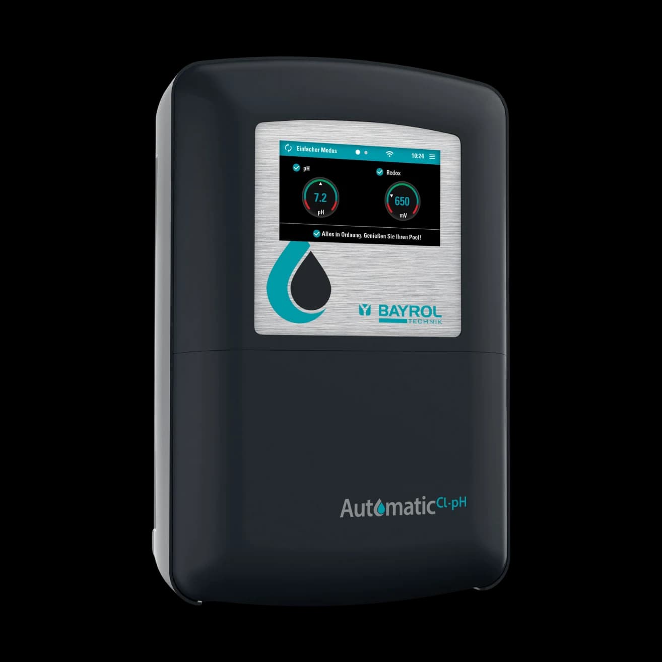 Boîtier du régulateur Automatic Cl-pH Bayrol Technik avec écran tactile, pour le dosage du chlore et du pH