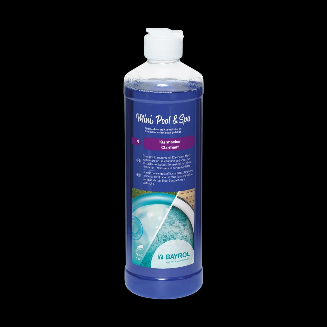Flacon de 0,5 L de Clarifiant Mini Pool & Spa Bayrol, clarifiant liquide pour piscine hors-sol et spa gonflable