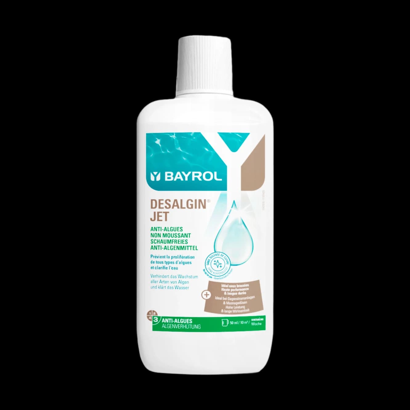 Flacon de 1 L de Desalgin Jet Bayrol, anti-algues liquide non moussant pour piscine