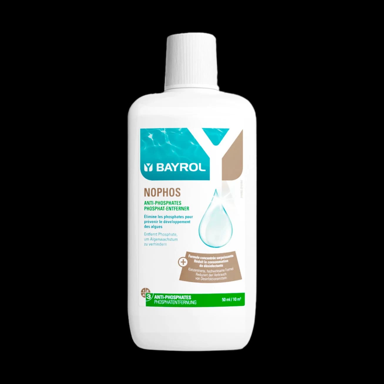 Flacon de 1 L de Nophos Bayrol, liquide concentré anti-phosphates pour piscine