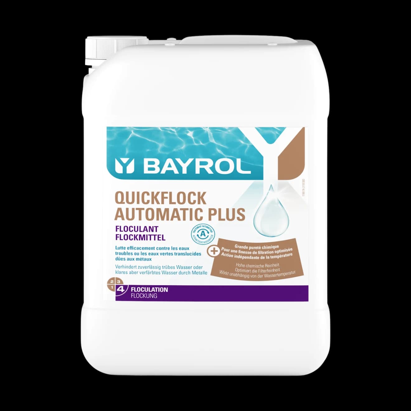 Bidon de 20 L de Quickflock Automatic Plus Bayrol, floculant liquide pour pompe doseuse