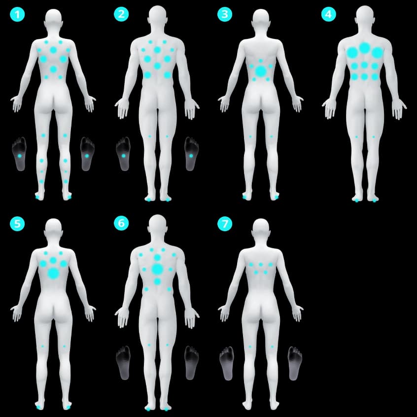 Schéma des zones de massage du spa Melbourne