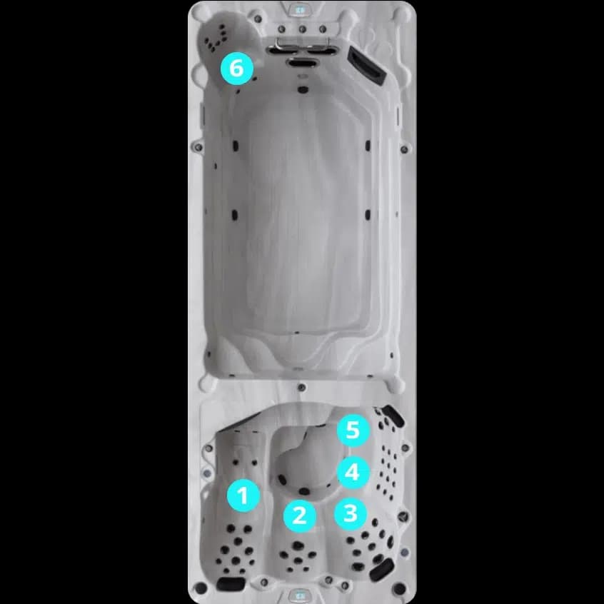 Schéma des zones de massage du spa Waterloo 594-1CL
