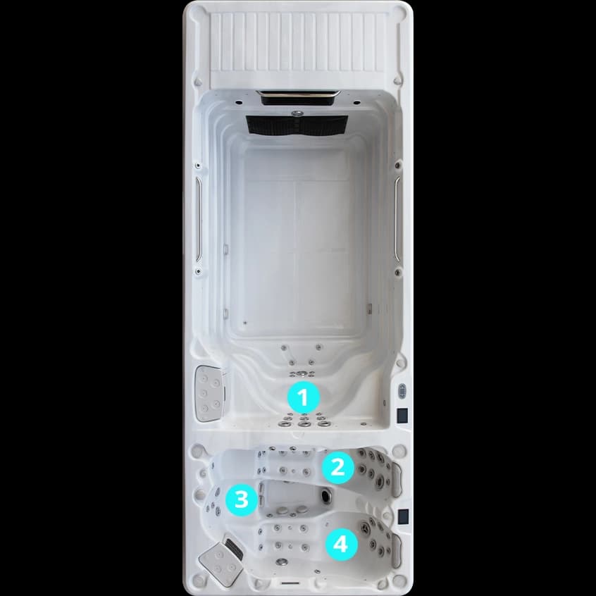 Schéma des zones de massage du spa Waterloo 585-2CL