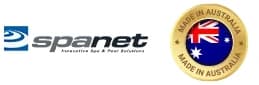 Logo SpaNet et macaron Made in Australia