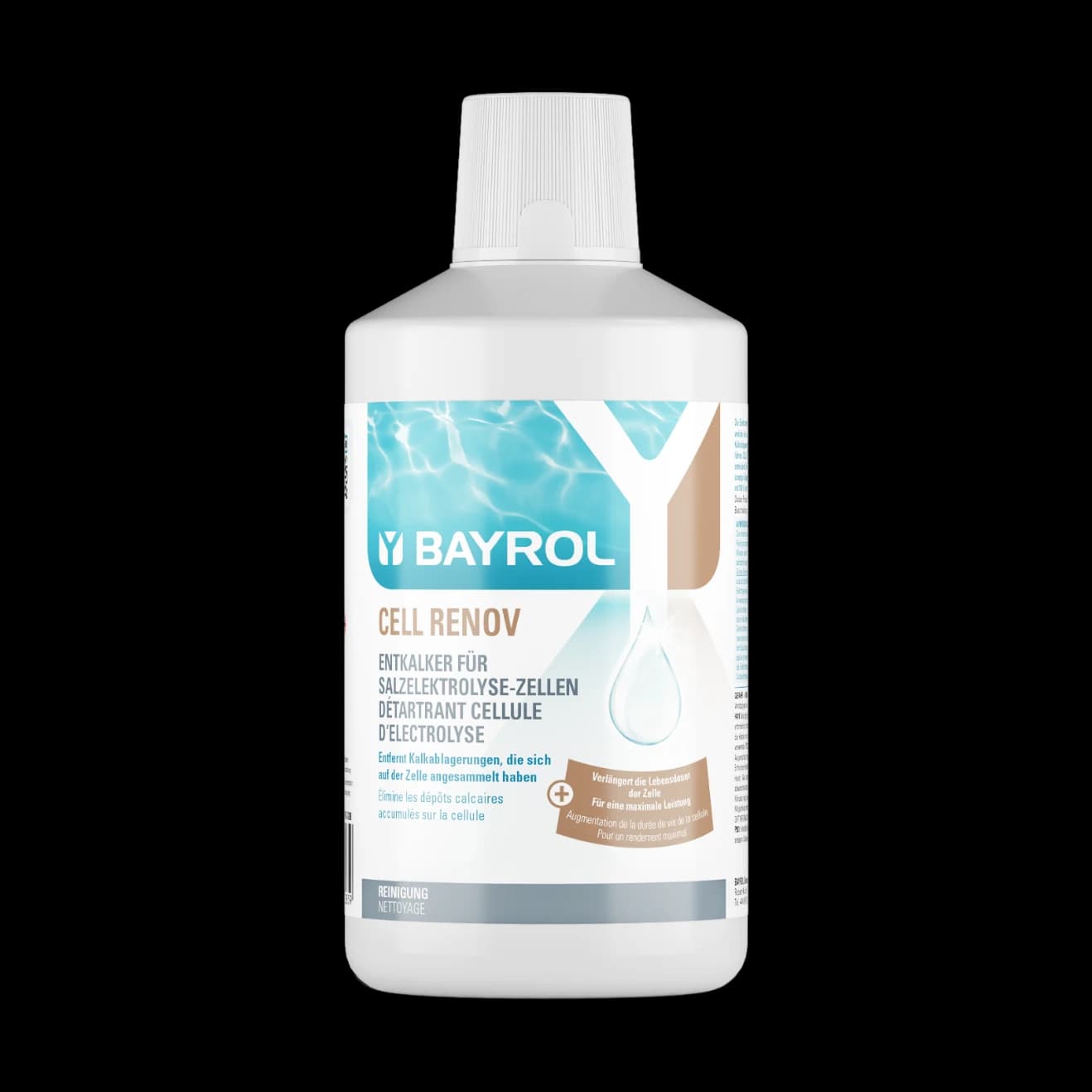 Flacon de 1 L de Cell Renov Bayrol, détartrant liquide pour cellule d'électrolyseur au sel